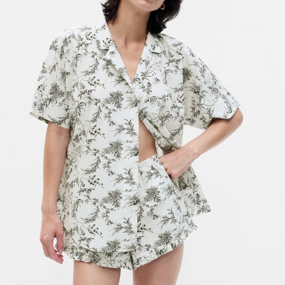 NWT Gap Body Poplin PJ Shirt + Shorts matching set